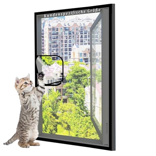 Lesone Katze Sicherheitsnetz, Selbstklebendes Fensternetz, Moskitonetz, Fensterbildschirm mit Reißverschlussöffnung, Langlebige Polyester Fensternetz für Balkonsicherheit von Lesone