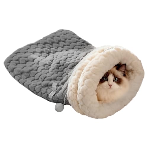 Lesunbak Katzennest Bett | Winter Warm Plüsch Bett - Weich Geschlossener Schlafsack für Häschen Kleintiere Wohnzimmer Hund Winter Balkon Schlafzimmer Nachttisch Katze Kätzchen von Lesunbak