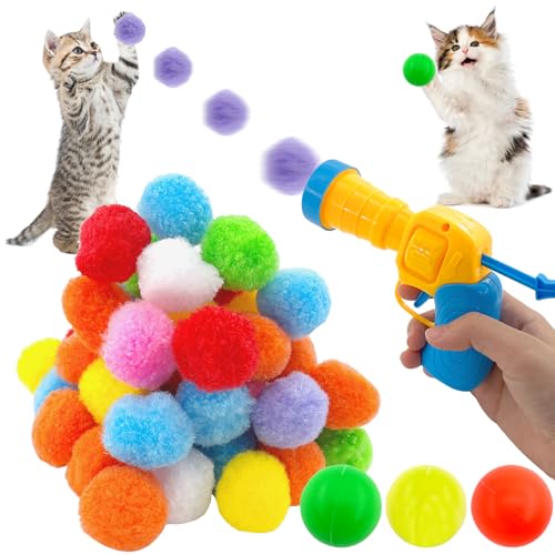 Lets Joy Katzenspielzeug, Katzenspielzeug Ball, Interaktives Launch Training Katzen Spielzeug, Interaktives Katzenspielzeug, Katzen Ball Launcher, Geräuschloser Stretch Ball von Lets Joy