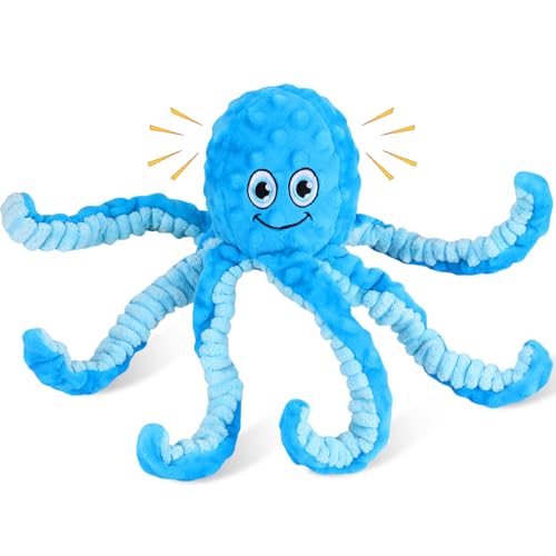 Letsmeet Quietschendes Hundespielzeug, Oktopus, gefülltes Knisterspielzeug, Welpen-Kauspielzeug zum Zahnen, langlebiges Tauziehen, interaktives Plüsch-Hundespielzeug für Welpen, kleine, mittelgroße Letsmeet Quietschendes Hundespielzeug, Oktopus, gefülltes Knisterspielzeug, Welpen-Kauspielzeug zum Zahnen, langlebiges Tauziehen, interaktives Plüsch-Hundespielzeug für Welpen, kleine, mittelgroße von Letsmeet