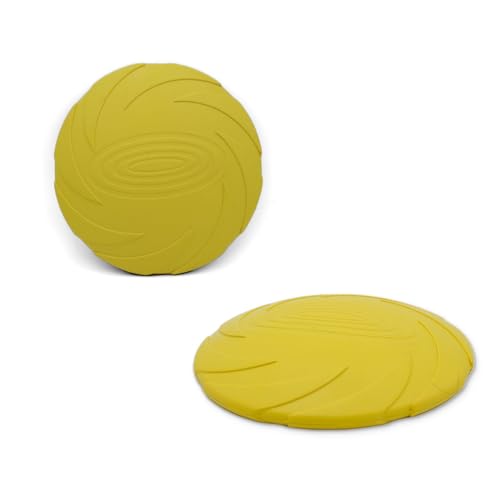 LeuwiMox Schwimmendes Hundespielzeug für Hundeunterhaltung, Naturkautschuk-Material, runde Pfannkuchenform, einzigartiger Milchgeruch, für kleine und mittelgroße Hunde, Rot und Gelb (gelb) von LeuwiMox