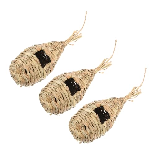 Levemolo 3 Stück Handgewebte Hängende Vogelnester für Garten Dekoration Langlebiges Rattan Nest mit Seil Gemütliches Vogelhaus für Haustier Vögel von Levemolo