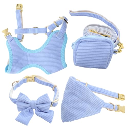Levemolo 1 Satz Hundegeschirr Set für Kleine Verstellbares Brustgeschirr mit Halsband und Leine Atmungsaktives Material für für und Training von Levemolo