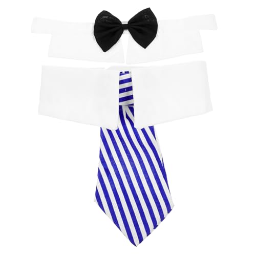 Levemolo 1satz Verstellbares Katzenhalsband Mit Fliege Süßes Design Für Haustiere Für Partys Hochzeiten Und Tägliche Schwarze Fliege Blaue Gestreifte von Levemolo