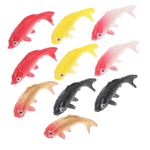 Levemolo 10 Stück Teiliges Miniatur Goldfisch Figuren Naturnahe Koi Fisch Ornamente aus PVC Dekorative Aquarium Zubehör für DIY Fischbecken Kleine Aquarien Deko in Farben von Levemolo