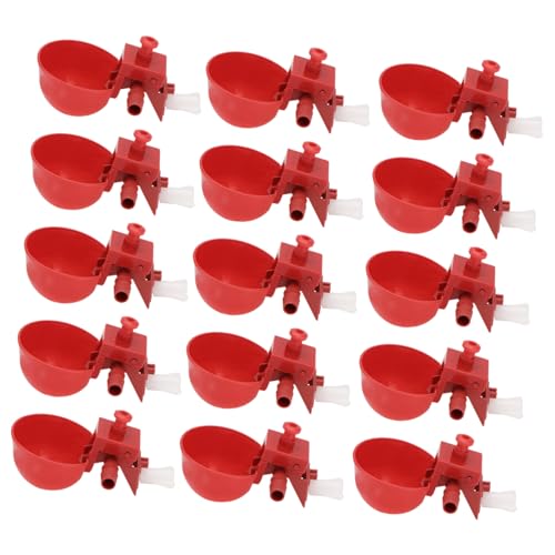 Levemolo 15 Stück Teiliges Geflügeltränken Einstellbarem Wasserdurchfluss Automatische Tränke für Küken Tauben Wachteln Langlebige Rote Wasserschalen für Geflügelzucht und von Levemolo