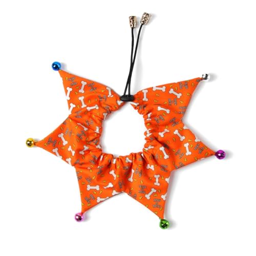 Levemolo 2 Stück Halloween Haustierhalsband Verstellbar mit Glöckchen für Hunde Katzen Welpen Atmungsaktives Polyester Verstellbar Auffälliges Kürbisdesign für Party und Alltag von Levemolo