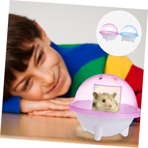 Levemolo 2 Stück Hamster Badezimmer Toilette Teiliges aus Transparentem Kunststoff mit Abnehmbarem Deckel Atmungsaktiv Langlebig Geeignet für Hamsterkäfige als Badewanne und Toilette Blau von Levemolo