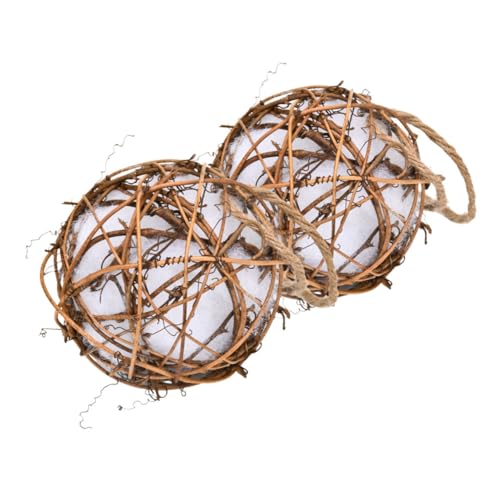 Levemolo 2stücke Kauspielzeug Für Vögel Aus Rattanbällen Hängendes Papageienspielzeug Vogelkauspielzeug Mit Hoher Verschleißfestigkeit Kreatives Design Für Papageienkäfige Doppelter von Levemolo