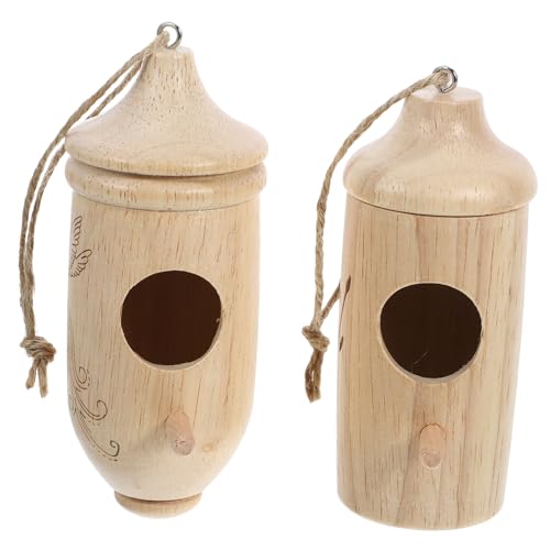 Levemolo 2 Stück Holz Vogelhaus Hängend Für Draußen Nest Mit Futterstation Für Kleine Vögel Nisthaus Für Garten Zubehör von Levemolo