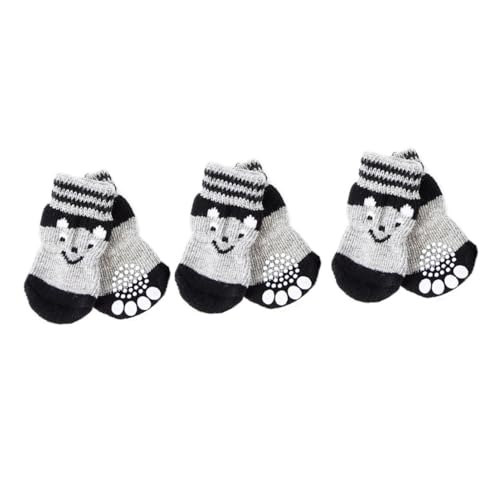 Levemolo 3 Paare Hundesocken aus Baumwolle rutschfest Warm Strapazierfähig Pfotenfreundlich für Innen und Außeneinsatz Schützt vor Verletzungen und Kälte Schwarz von Levemolo