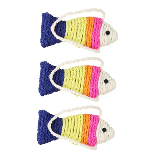 Levemolo 3 Stück Teiliges Kratzbrett Kätzchen Sisal Fischform Katzenspielzeug Kratzmatte zur Krallenpflege Langlebig und Spielerisch Geeignet für Wohnungskatzen Schützt Zufällige Farbe von Levemolo
