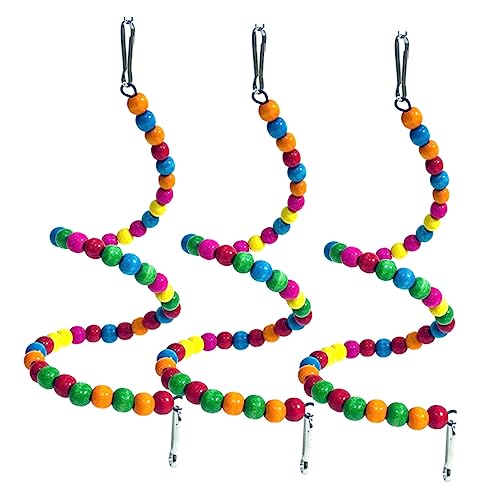 Levemolo Papagei Zubehör 3 Stücke Hängen Vogel Spielzeug Holz Perle Spielzeug Vogel Käfig Spielzeug Zufällige Farbe von Levemolo