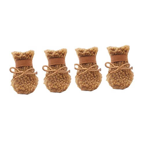Levemolo 4er-Set Plüsch-Schneestiefel Für Hunde rutschfeste Outdoor-haustierschuhe Wärmend Und Schützend Winter von Levemolo