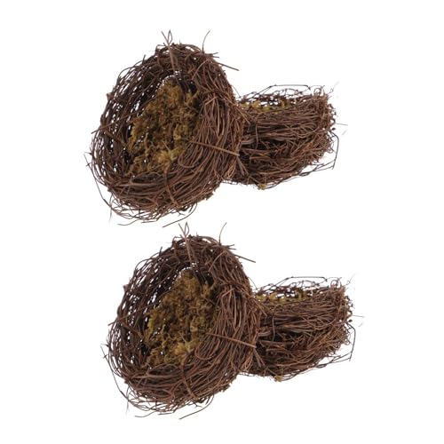 Levemolo 4stücke Künstliche Vogelnester Rattan Naturdekor Für Garten Und Fotografie Handgefertigte Deko Für Vögel Haustiere Und Frühlingshafte Gestaltung von Levemolo