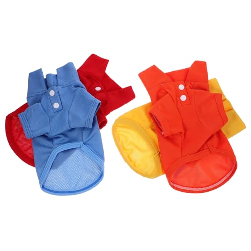 Levemolo 4stücke Atmungsaktive Hundeshirts Für Kleine Und Mittelgroße Hunde Bequeme Waschbare T-Shirts Blau Gelb Orange Und Rot Für Sommer von Levemolo