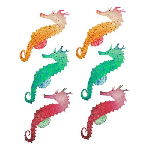 Levemolo 6 Stück Teiliges Schwimmendes Leuchtendes Meerespferdchen mit Selbstleuchtender Funktion Langlebige Aquarium Deko Künstliche Meeresfigur für Aquarien Wohn Bürodekoration von Levemolo