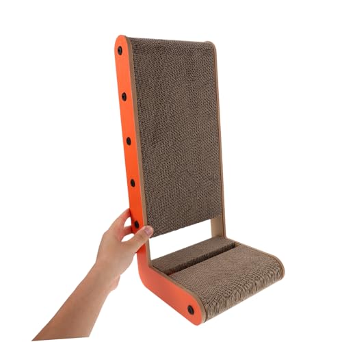 Levemolo Förmiges Katzen Kratzbrett aus Stabilem Wellpappe Material mit Klingelball Indoor Kratzmatte für Katzen zur Möbelpflege Platzsparender Langlebiger Kratzschutz für Wand und von Levemolo