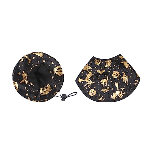 Levemolo Halloween Haustierkostüm Set S Niedlicher Hexenumhang und Glockenhut für Katzen und Hunde Atmungsaktives Material Festliches Design für Halloween Cosplay und Haustierpartys von Levemolo