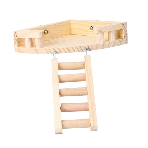 Levemolo Hamster Spielplatz aus Massivem Holz mit Kletterleiter Stabiles Kleintier Hamster Mäuse und Vögel Installieren Fördert Bewegung und Beschäftigung im Käfig von Levemolo