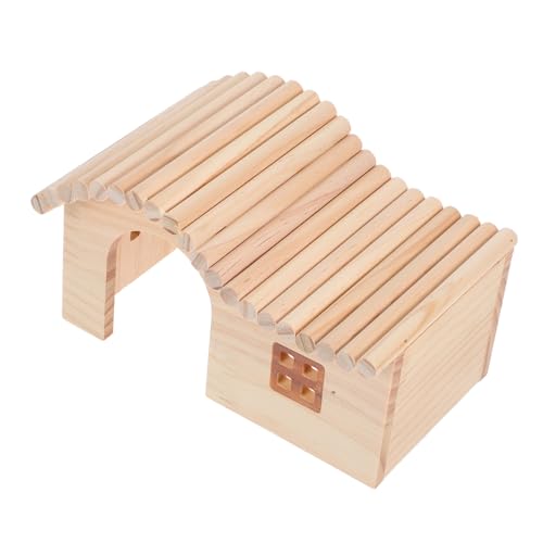 Levemolo Hamster Unterschlupf Haus aus Natürlichem Holz Mittelgroßes Nagetierhaus für Hamster Chinchillas und Mäuse Multifunktionales Versteck für Schlaf und Spiel Leicht zu Reinigen und von Levemolo