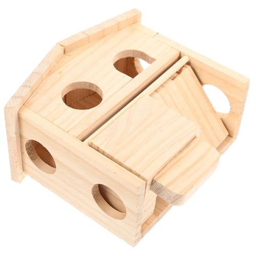 Levemolo Hamsterhaus aus Holz mit Doppeltem Schloss Design Kleines Rattenversteck und Spielburg Mehrstöckige Kleintiervilla Sicheres Häuschen für Hamster Meerschweinchen Chinchillas Nager von Levemolo