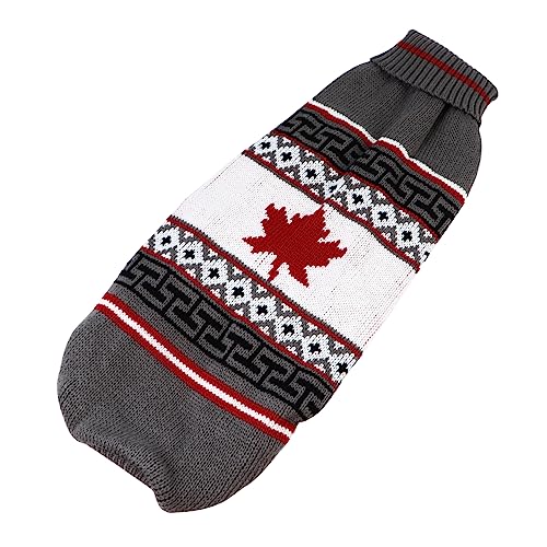 Levemolo Hundepullover Weihnachts-Outfit Mit Ahornblatt-Muster Warmer Gemütlicher Strickpullover Für Hunde Und Katzen Für Winterfeste Und Partys von Levemolo