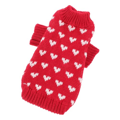 Levemolo Hundepullover Mit Herzmuster Elastischer Stehkragen Warmer Winterbekleidung Für Kleine Mittelgroße Hunde XL Atmungsaktive Und Hautfreundliche Hundekleidung Maschinenwaschbar von Levemolo