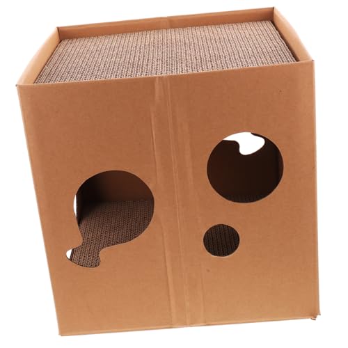 Levemolo Indoor Katzenhaus aus Doppelseitiger Robuster Wellpappe Kratzfestes Halboffenes Katzenhaus für Krallenpflege und Entspannte Katzenstunden von Levemolo