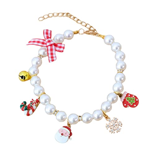 Levemolo Perlenhalsband für Welpen tragbares Katzenzubehör abtrennbares Katzenhalsband für Weihnachtsfeiern Levemolo Perlenhalsband für Welpen tragbares Katzenzubehör abtrennbares Katzenhalsband für Weihnachtsfeiern von Levemolo
