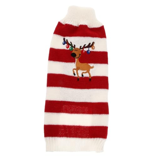 Levemolo Weihnachtskleidung Für Haustiere Winterkostüm Für Hunde Elch-Strickpullover Für Hunde Größe Rot von Levemolo