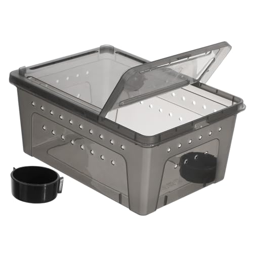 Levemolo Reptilien Zuchtbox mit Belüftung und Futterfach Transparente Kunststoff Terrarienbox für Eidechsen und Reptilien Selbstmontierbar Feuchtigkeitsresistent Geeignet für von Levemolo