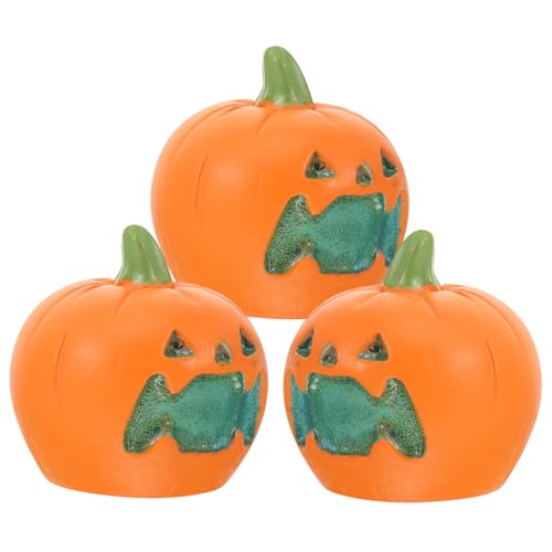 Levemolo 3stücke Miniatur Halloween Kürbis Deko Resin Für Aquarien Und Miniatur Landschaften Fisch Tank Dekoration Für Halloween Kreative Und Einzigartige Gestaltung von Levemolo