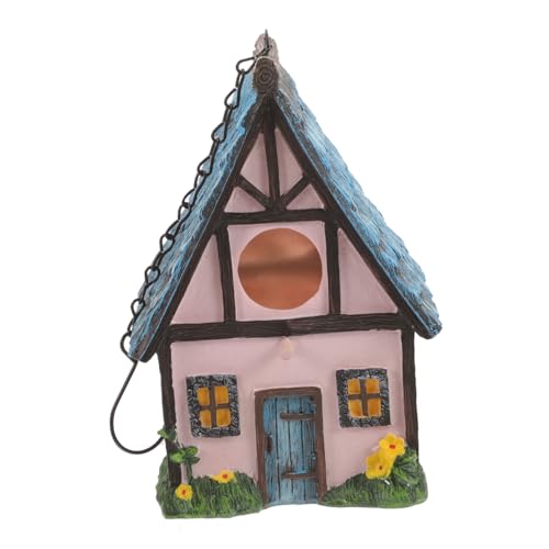 Levemolo Vogelhaus aus Resin Wetterfestes Dekoratives Vogelhäuschen für Draußen Pinkes Nest mit Wärmeschutz Hängend für Garten und Terrasse Attraktives Vogel Nistplatz Design von Levemolo