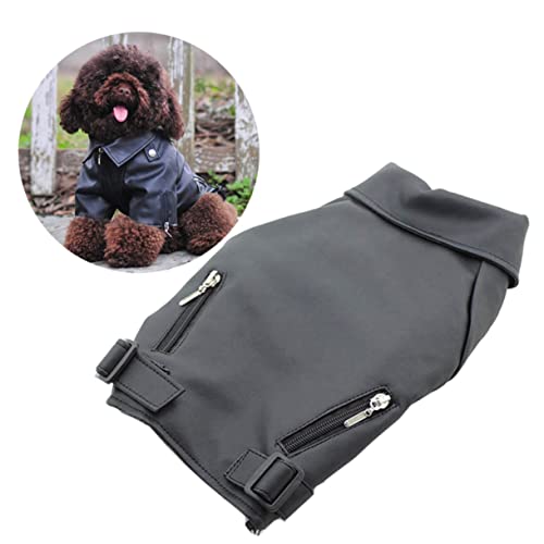 Levemolo Warmer Hundemantel aus PU mit Reißverschluss Winddichte Welpenjacke für Kalte Tage Stylische Haustierkleidung mit D Ring Schwarz Windabweisend und Leicht Levemolo Warmer Hundemantel aus PU mit Reißverschluss Winddichte Welpenjacke für Kalte Tage Stylische Haustierkleidung mit D Ring Schwarz Windabweisend und Leicht von Levemolo