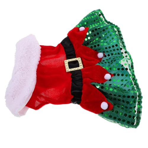 Levemolo Weihnachtliches Haustierkleid Kuscheliges Weihnachtsmann Outfit mit Glitzerpailletten Rote Festliche Hundekleidung für Katzen und Hunde Winter Warmes Haustierkleid von Levemolo