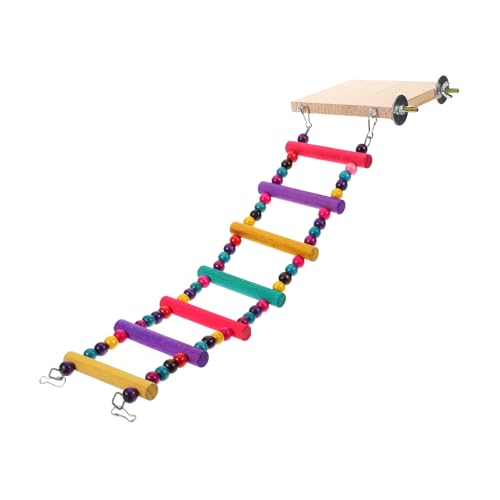Levemolo Bunte Vogel-Leiter Aus Holz Mit Plattform Für Papageien Kletterspielzeug Zur Vogel-erziehung Kletterleiter Für Wellensittiche Und Nymphensittiche Sicher Und Robust von Levemolo