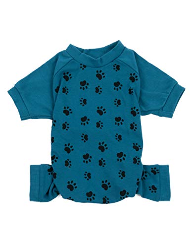 Leveret Hunde-Pyjama, passender Weihnachtspyjama für Hunde, 100 % Baumwolle, (Größe XS-XXL), Hundepfote, Blau, Small von Leveret
