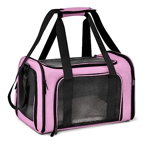 Levoberg Transporttasche für Katze Hund, Hundetransportbox Faltbare Katzentransportbox mit Tragetasche Katzen Hunde Tragebox, atmungsaktives für mittelgroße Hunde, Katze(Rosa, L) von Levoberg