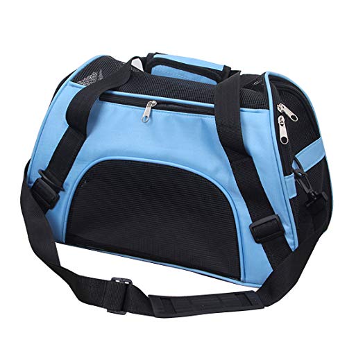 Levoberg Transporttasche für Katzen Hunde Komfort Fluggesellschaft zugelassen Travel Tote Weiche Seiten Tasche für Haustiere 43 x 28 x 19cm Blau von Levoberg