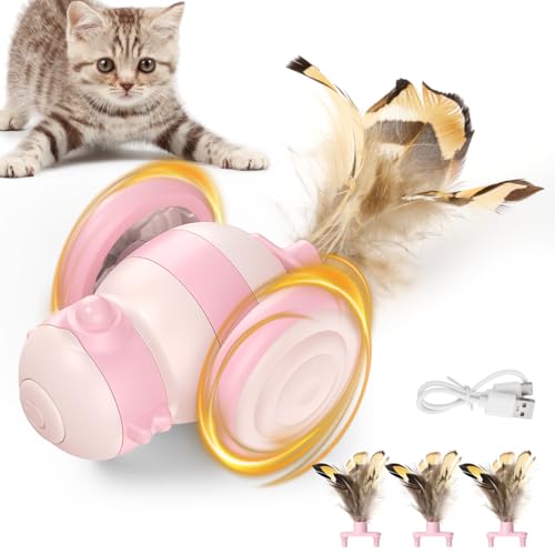 Lewondr Interaktives Katzenspielzeug, Elektronisch Bienen Federspielzeug Katzenspielzeug mit LED Licht & Intelligent Erkennung, USB Wiederaufladbar Beweglich Katzenspielzeug für Katzen Training, Rosa Lewondr Interaktives Katzenspielzeug, Elektronisch Bienen Federspielzeug Katzenspielzeug mit LED Licht & Intelligent Erkennung, USB Wiederaufladbar Beweglich Katzenspielzeug für Katzen Training, Rosa von Lewondr