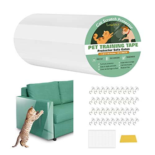 Lewondr Kratzschutz Sofa Katze, 30 × 300 cm Katzen Kratzfolie Sofa, Katze Kratzschutz Schutzmöbel mit 40 Schrauben & 40 Nano-Aufkleber für Möbel, Couch, Teppich, Tür, Anti Kratz Folie für Katzen Lewondr Kratzschutz Sofa Katze, 30 × 300 cm Katzen Kratzfolie Sofa, Katze Kratzschutz Schutzmöbel mit 40 Schrauben & 40 Nano-Aufkleber für Möbel, Couch, Teppich, Tür, Anti Kratz Folie für Katzen von Lewondr