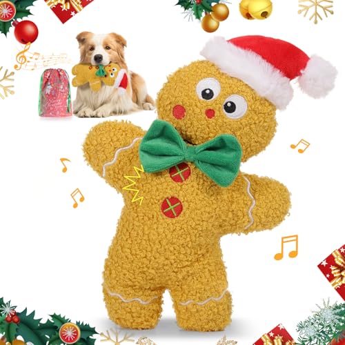 Lewondr Weihnachts Quietschspielzeug für Hunde, Xmas Lebkuchenmann Plüsch Hundespielzeug mit Quietscher, Welpe Beißspielzeug mit Kauleiste, Kleine & Mittlere Hunde, Braun Lewondr Weihnachts Quietschspielzeug für Hunde, Xmas Lebkuchenmann Plüsch Hundespielzeug mit Quietscher, Welpe Beißspielzeug mit Kauleiste, Kleine & Mittlere Hunde, Braun von Lewondr