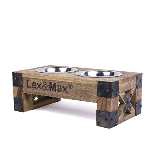 Lex & max feeder voerbakken standaard rvs bakken 17cm hout 43x24x16cm von Lex & Max