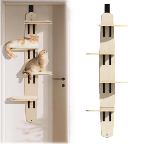 Cat Climber Over The Door, Door Hanging Cat Shelf, Cats Shelves and Ladder Multi Level Cats Perch Doors, 4-Levels Pet Tree That Hangs On Doors Mounted for Indoor Bed Cat Climber Over The Door, Door Hanging Cat Shelf, Cats Shelves and Ladder Multi Level Cats Perch Doors, 4-Levels Pet Tree That Hangs On Doors Mounted for Indoor Bed von LexTex
