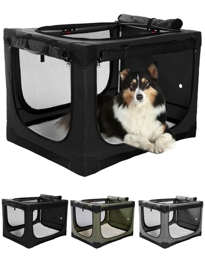 Faltbare Reise-Hundebox für mittelgroße und große Hunde, 91,4 cm, tragbare Hundebox mit 4 Türen, faltbar, weiche Hundehütte mit kaufesten Netzfenstern für drinnen und draußen, mit Aufbewahrungstasche Faltbare Reise-Hundebox für mittelgroße und große Hunde, 91,4 cm, tragbare Hundebox mit 4 Türen, faltbar, weiche Hundehütte mit kaufesten Netzfenstern für drinnen und draußen, mit Aufbewahrungstasche von Lexixi ibao