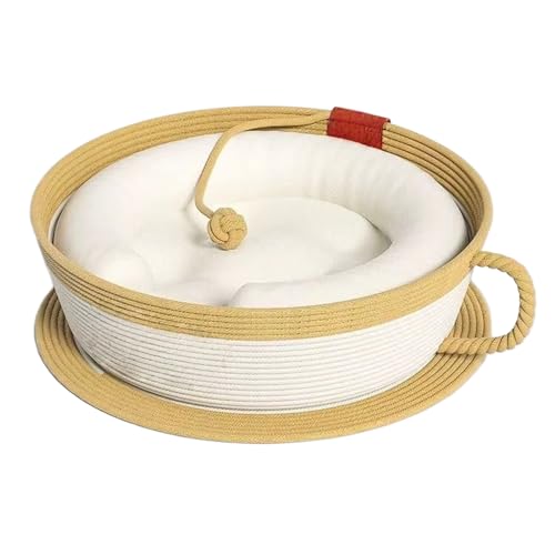 Katzenbetten - Kaffeetassenförmiges Kratzpad Aus Baumwollseil - Indoor Katzenbett Korb Schlafhaus - Für Auto Sessel Couch Tisch Winter Spielen Schlafen von Lexsyn
