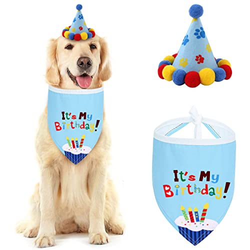 Hund Geburtstag Halstuch, 2 Stück/satz Haustier Hund Geburtstag Bandana Schal mit Kegel Hut Haustier Party Supplies von Leyeet