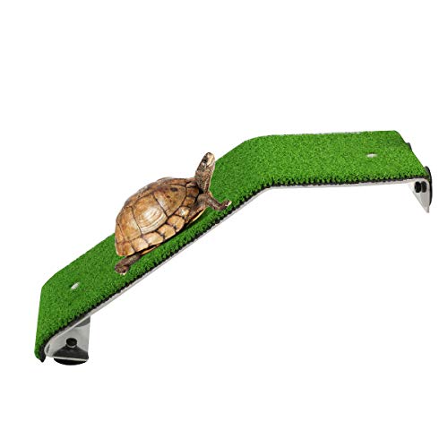 Leyeet Turtle Basking Plattform, abnehmbare tragbare Schildkrötenleiter mit 4 starken Saugnäpfen, naturgetreuer grüner Rasen-Ruheterrasse für die meisten kleinen Schildkröten Reptilien, S von Leyeet