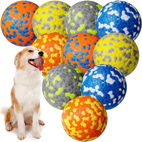 Leyndo 10 Stück Hundebälle für aggressive Kauer, interaktiver Hundetennisball, stabiles Kauspielzeug, schwimmende Hüpfbälle für Hunde für große, mittelgroße und kleine Hunde und Welpen von Leyndo